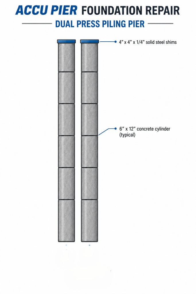 Accu Pier dual press piling pier system diagram
