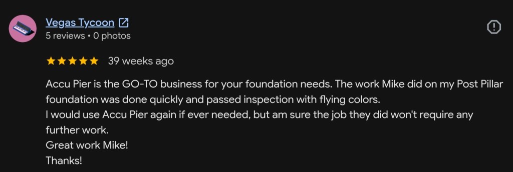 Accu Pier customer review 5