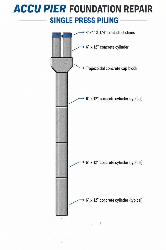 Accu Pier single press piling pier system diagram